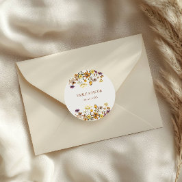 Crème & Terracotta Wilde Bloem Boho Bruiloft Ronde Sticker