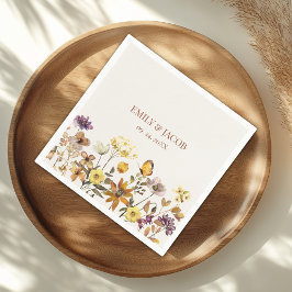 Crème & Terracotta Wilde Bloem Boho Bruiloft Serve Servet
