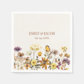 Crème & Terracotta Wildflower Boho bruiloft servet (Voorkant)