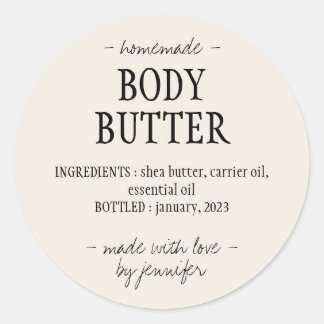 Crème Thuisgemaakte Lichaamscrème Ronde Sticker