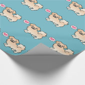 Crème Tibetaanse Spaniel Cartoon Hond Cadeaupapier (Hoek)