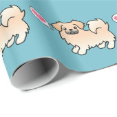 Crème Tibetaanse Spaniel Cartoon Hond Cadeaupapier (Rol Hoek)