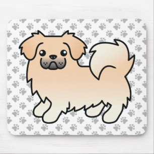 Crème Tibetaanse Spaniel Lieve Cartoon Hond & Poot Muismat