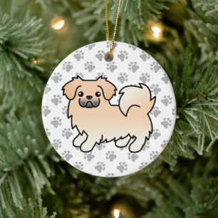 Crème Tibetaanse Spaniel Schattige Cartoon Hond Keramisch Ornament