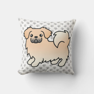 Crème Tibetaanse Spaniel Schattige Cartoon Hond & Kussen
