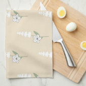 Crème Tropical Floral Botanical Spring Summer Theedoek (Quarter Fold)