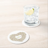 Crème tulp met inkt tekenmonogram bruiloft ronde kartonnen onderzetter (Insitu)