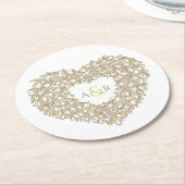 Crème tulp met inkt tekenmonogram bruiloft ronde kartonnen onderzetter (Gebogen)