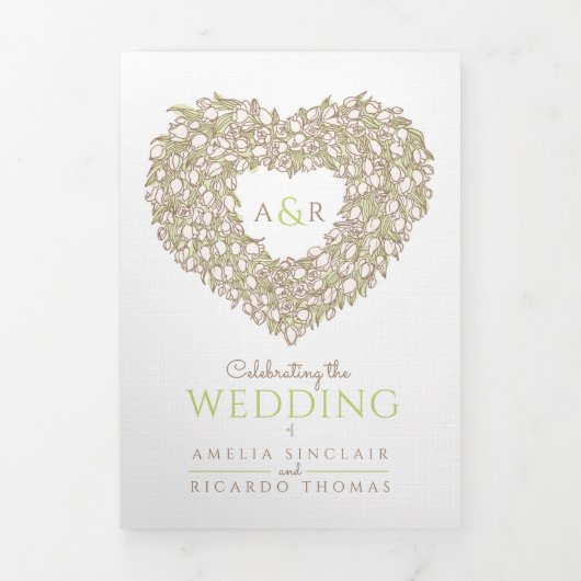 Crème tulpbruine inkt drieluik uitnodiging (Cover)