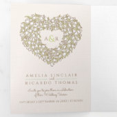 Crème tulpbruine inkt drieluik uitnodiging (Binnenzijde eerst)