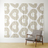 Crème tulpen monogram huwelijksachtergrond wandkleed (In Situ (horizontaal))