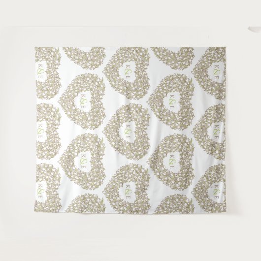 Crème tulpen monogram huwelijksachtergrond wandkleed (Voorkant (horizontaal))