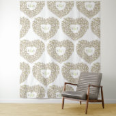 Crème tulpen monogram huwelijksachtergrond wandkleed (In situ)