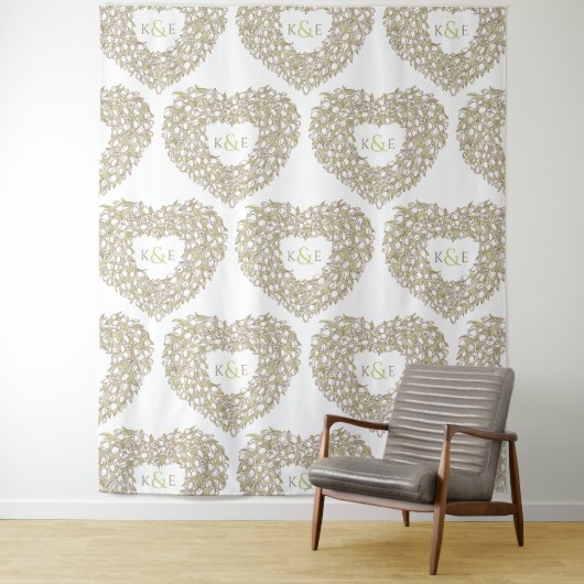 Crème tulpen monogram huwelijksachtergrond wandkleed (In situ)