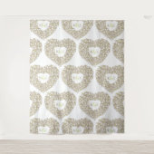 Crème tulpen monogram huwelijksachtergrond wandkleed (Voorkant)