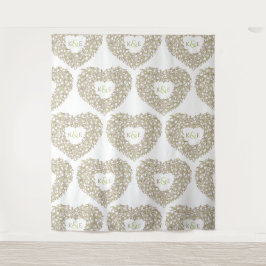 Crème tulpen monogram huwelijksachtergrond wandkleed