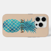 Crème Turkoois Blauw Tropische Ananas Aloha Case-Mate iPhone Case (Achterkant (horizontaal))