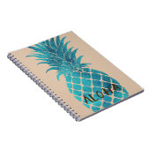 Crème Turkoois Blauw Tropische Ananas Aloha Notitieboek (Rechterzijde)