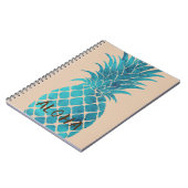 Crème Turkoois Blauw Tropische Ananas Aloha Notitieboek (Linkerzijde)
