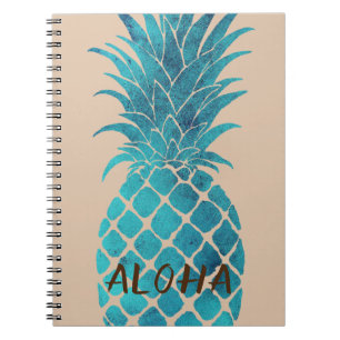 Crème Turkoois Blauw Tropische Ananas Aloha Notitieboek