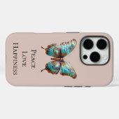 Crème Turkoois Blauwe Vlinders Case-Mate iPhone Case (Achterkant (horizontaal))