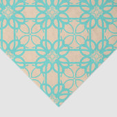 Crème Turquoise Moderne Prairie Tuin Folk Lattice Tissuepapier (Detail)