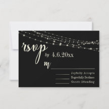 Crème typografie 32 op zwart met lichten, RSVP