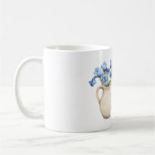 Crème Vaas Paarse Iris Bloemen Koffiemok (Links)