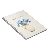 Crème Vaas Paarse Iris Bloemen Notitieboek (Rechterzijde)