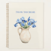 Crème Vaas Paarse Iris Bloemen Planner (Voorkant)