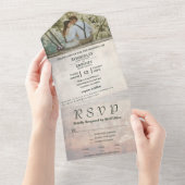 Crème Verweerde Whitewash Textuur Paar Foto All In One Uitnodiging (Afscheurbaar)