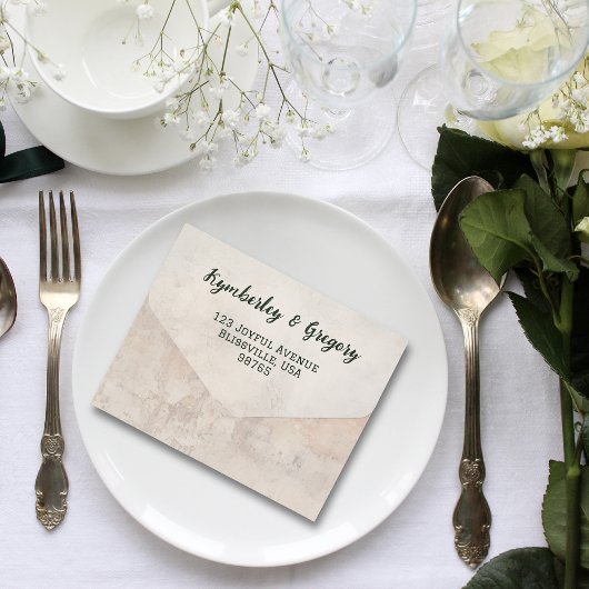 Crème Verweerde Whitewash Textuur QR Code Foto All In One Uitnodiging