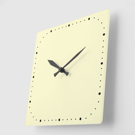 Crème vierkante wandklok met zonder cijfers (Hoek)
