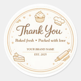 Crème Vintage Bakkerij Iconen Bakkerij Bedankt Ronde Sticker