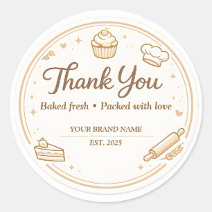 Crème Vintage Bakkerij Iconen Bakkerij Bedankt Ronde Sticker