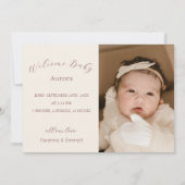 Crème Vintage Bloemige Herfst Twee Foto Geboorte Aankondiging (Achterkant)