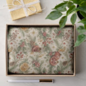 Crème Vintage Botanische Kerst Citrus Patroon Tissuepapier (Geschenk)