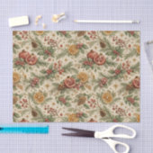 Crème Vintage Botanische Kerst Citrus Patroon Tissuepapier (Craft)
