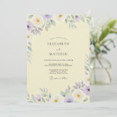 Crème Vintage Mauve Blad Bruiloft Kaart (Staand voorkant)