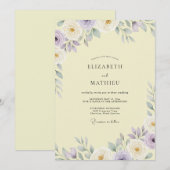 Crème Vintage Mauve Blad Bruiloft Kaart (Voorkant / Achterkant)
