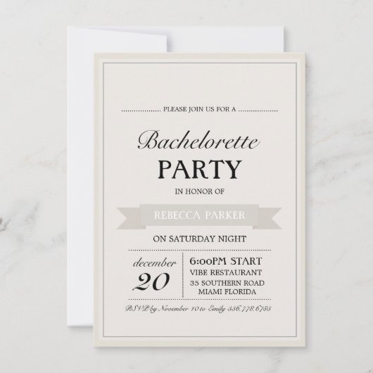 Crème Vintage Poster Bachelorette Uitnodiging (Voorkant)
