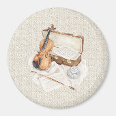 Crème Viool Bladmuziek Magneet (Voorkant)
