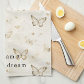 Crème Vlinders Harten Bruiloftsfeest Theedoek (Quarter Fold)