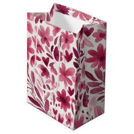 Crème Vrouwelijk Roze Rode Bloemen Hartjes Verjaar Medium Cadeauzakje