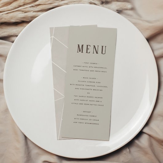 Crème Watercolor Geometrische Gala Menu