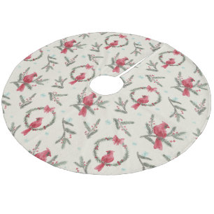 Crème Watercolor Kardinaal Kerstboom Kleed Fleece Kerstboom Rok