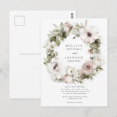 Crème Waterverf Bloem Krans bruiloft Briefkaart (Voorkant / Achterkant)