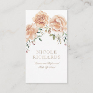 Crème Waterverf Bloemen Boeket Elegant Beauty Visitekaartje