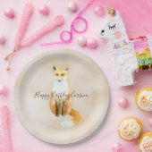 Crème Waterverf Oranje Fox                   Papieren Bordje (Feest)