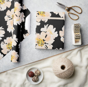 Crème waterverf pioen bloemontwerp cadeaupapier